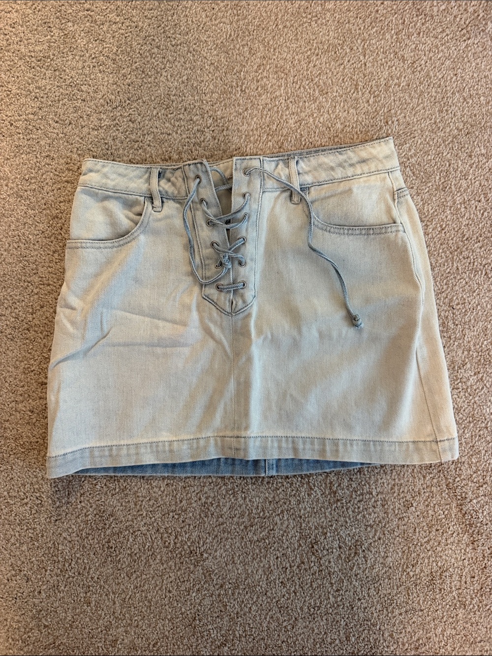PacSun Light Blue Lace-Up Denim Mini Skirt